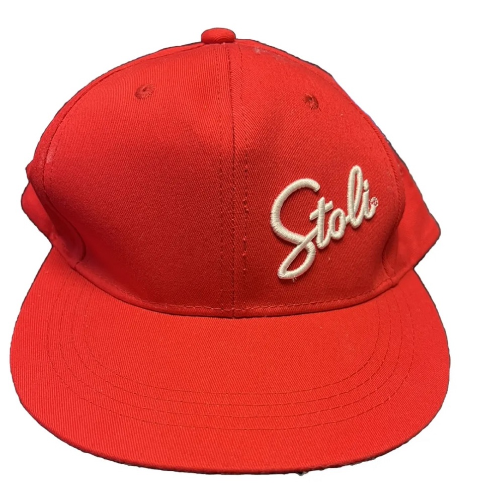 Stoli Stolichnaya Vodka Baseball Cap Adjustable Red Hat Embroidered White Logo